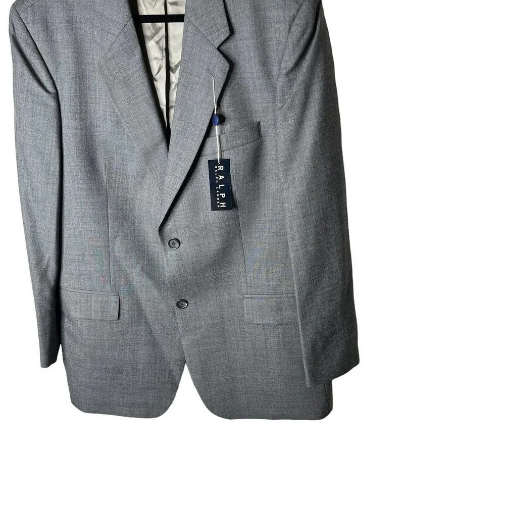 Ralph Lauren Size 42 R Sport Coat Blazer 100% Virgin Wool 2 Button Gray NEW FLAW